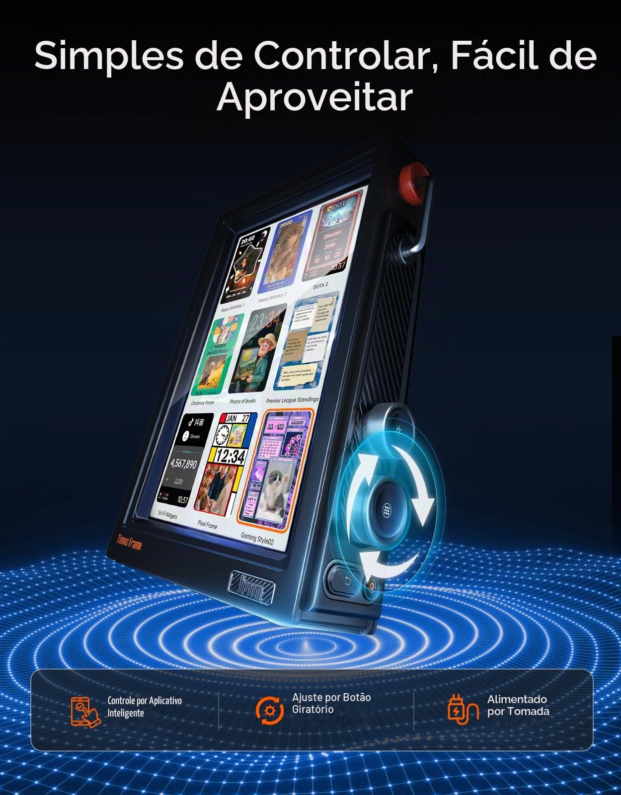 Divoom Moldura digital Times Frame de 10,1 polegadas WiFi 6 e
